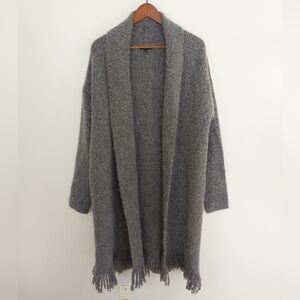 RW&CO Open Front Fringe Cadigan Gray Size Medium